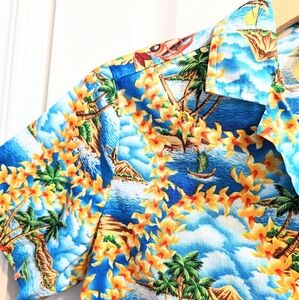Hilo Hattie Hawaii Original Vtg Cotton Tropical Beach Vacation Shirt, S.